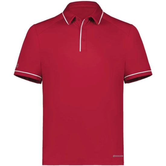 Custom Mens CoolCore® Polo Scarlet/ White