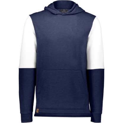 Custom Youth All-American Team Fleece Colorblocked Hooded Sweatshirt Navy Heather/ White