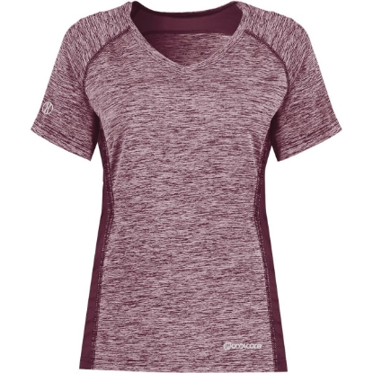 Custom Womens Electrify CoolCore® V-Neck T-Shirt Maroon Heather