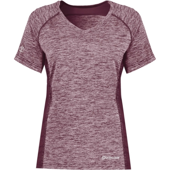 Custom Womens Electrify CoolCore® V-Neck T-Shirt Maroon Heather