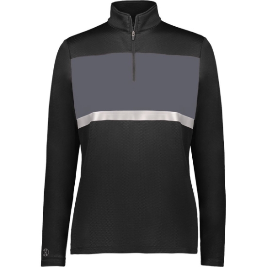 Custom Womens Prism Bold Quarter-Zip Pullover Black/ Carbon