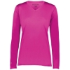 Custom Womens Momentum Long Sleeve V-Neck T-Shirt Power Pink