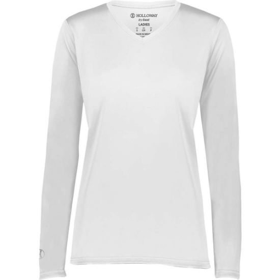 Custom Womens Momentum Long Sleeve V-Neck T-Shirt White