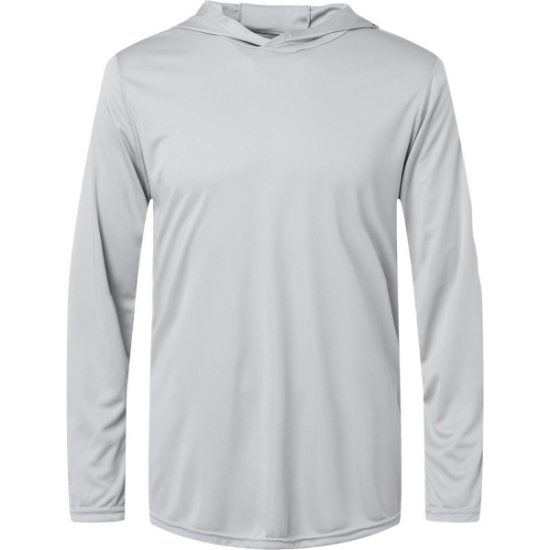 Custom Mens Momentum Hooded Long Sleeve T-Shirt Silver
