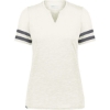 Custom Womens Eco Revive™ Monterey V-Neck T-Shirt Birch Heather/ Carbon Heather