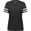 Custom Womens Eco Revive™ Monterey V-Neck T-Shirt Black Heather/ White