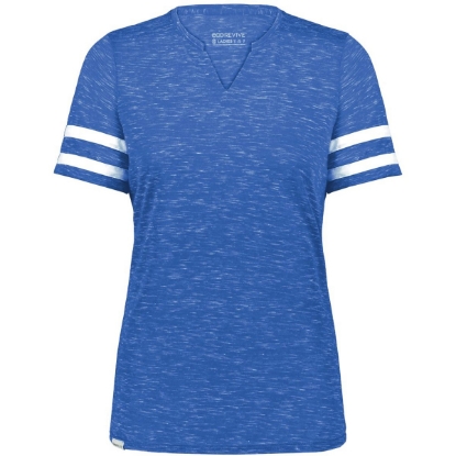 Custom Womens Eco Revive™ Monterey V-Neck T-Shirt Royal Heather/ White