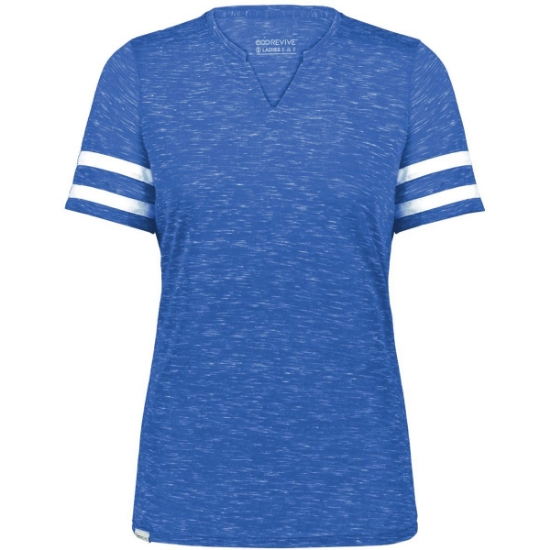 Custom Womens Eco Revive™ Monterey V-Neck T-Shirt Royal Heather/ White