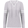 Custom Womens Eco Revive™ Monterey Long Sleeve V-Neck T-Shirt Athletic Heather/ White