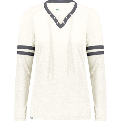 Custom Womens Eco Revive™ Monterey Long Sleeve V-Neck T-Shirt Birch Heather/ Athletic Heather