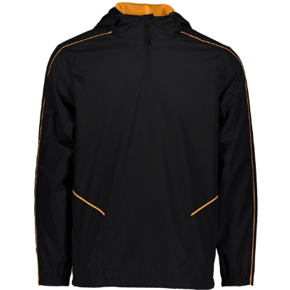 Custom Mens Wizard Quarter-Zip Hooded Pullover Black/ Light Gold