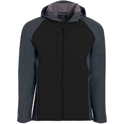 Custom Mens Raider Hooded Soft Shell Jacket Carbon Print/ Black