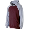 Custom Youth Cotton/Poly Fleece Banner Hooded Sweatshirt Maroon/ Athletic Heather