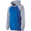 Custom Youth Cotton/Poly Fleece Banner Hooded Sweatshirt Royal/ Athletic Heather