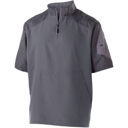 Custom Unisex Raider Short Sleeve Quarter-Zip Pullover Carbon Print/ Graphite