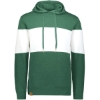 Custom Mens All-American Fleece Colorblocked Hooded Sweatshirt Dark Green Heather/ White