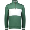 Custom Mens All-American Fleece Colorblocked Quarter-Zip Sweatshirt Dark Green Heather/ White