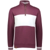 Custom Mens All-American Fleece Colorblocked Quarter-Zip Sweatshirt Maroon Heather/ White