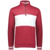 Custom Mens All-American Fleece Colorblocked Quarter-Zip Sweatshirt Scarlet Heather/ White