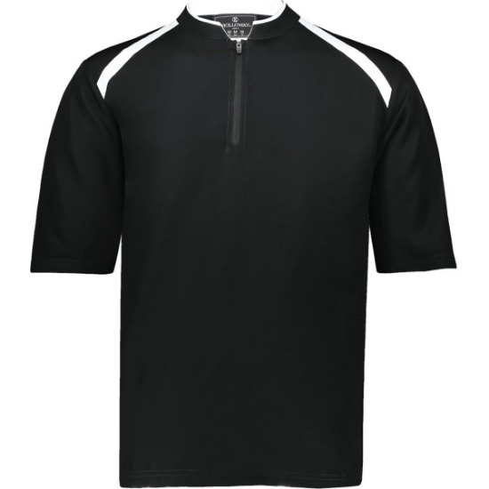 Custom Mens Clubhouse Short Sleeve Quarter-Zip Pullover Black/ White