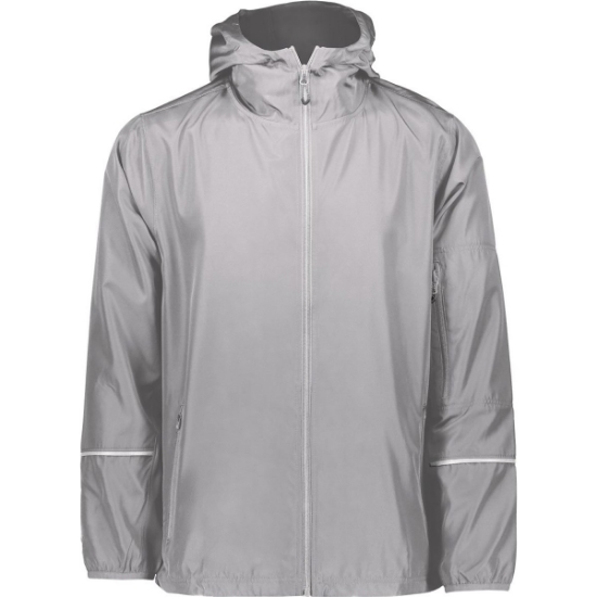 Custom Mens Packable Hooded Jacket Athletic Grey
