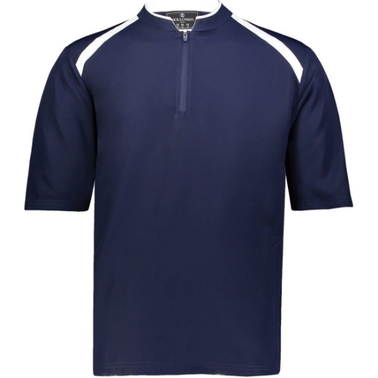 Custom Youth Clubhouse Short Sleeve Quarter-Zip Pullover Navy/ White