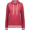 Custom Womens All-American Fleece Funnel Neck Sweatshirt Scarlet Heather/ White