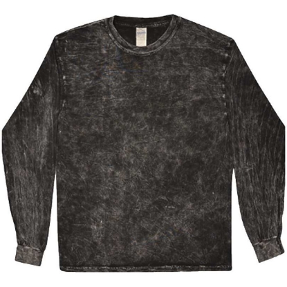 Custom Unisex Mineral Wash Long Sleeve T-Shirt Mineral Black