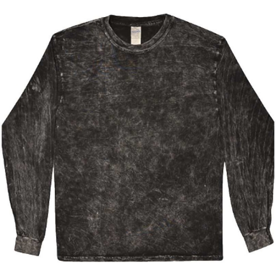 Custom Unisex Mineral Wash Long Sleeve T-Shirt Mineral Black