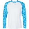 Custom Mens Panama Colorblocked Long Sleeve T-Shirt Blue Water