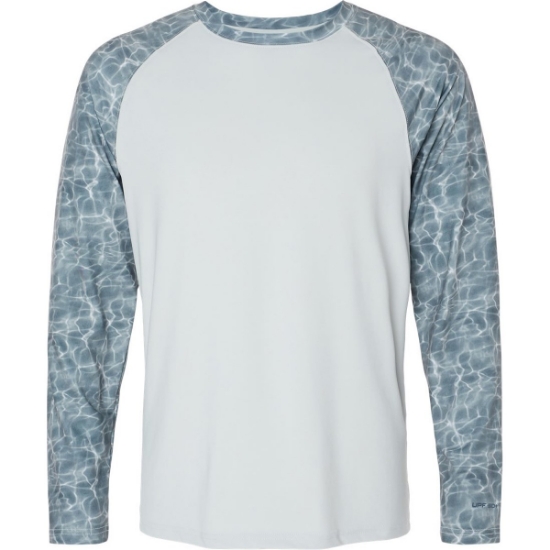 Custom Mens Panama Colorblocked Long Sleeve T-Shirt Grey Water