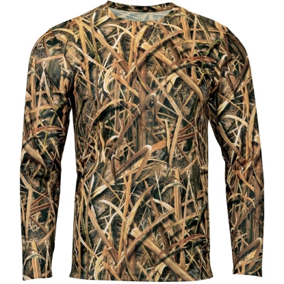 Custom Mens Oxford Performance Camo Print Long Sleeve T-Shirt Shadow Grass