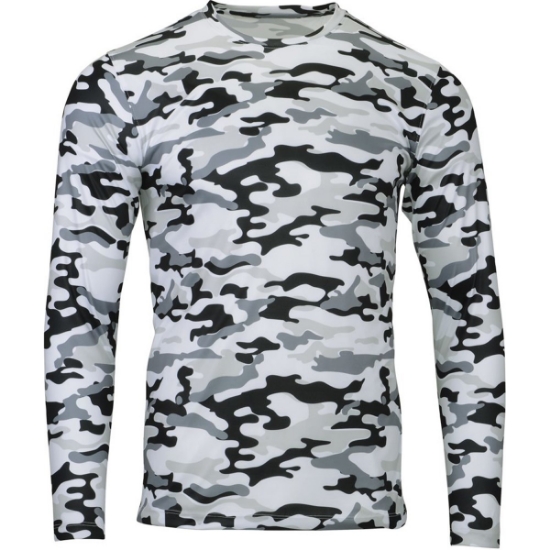 Custom Mens Woodland Performance Long Sleeve T-Shirt Arctic Camo
