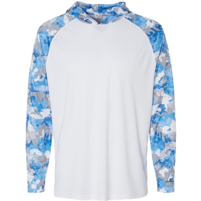 Custom Unisex Tortuga Extreme Performance Hooded T-Shirt White/ Blue Mist Camo