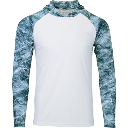 Custom Mens Biloxi Performance Colorblocked Hooded Long Sleeve T-Shirt Spindrift