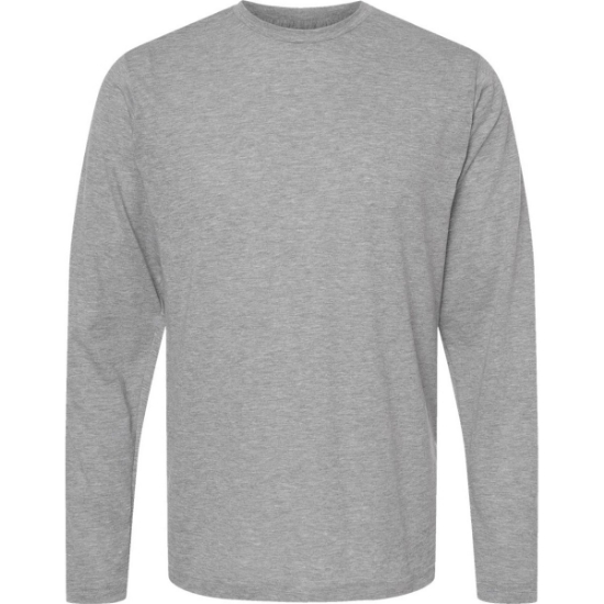 Custom Unisex Poly-Rich Long Sleeve T-Shirt Heather Grey
