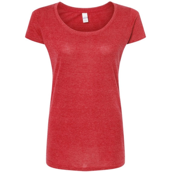 Custom Womens Poly-Rich Scoop Neck T-Shirt Heather Red