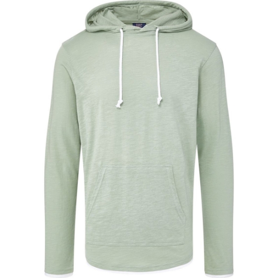 Custom Unisex Miles Slub Hooded Long Sleeve T-Shirt Greenstone