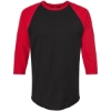 Custom Unisex Fine Jersey Raglan T-Shirt Black/ Red