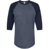 Custom Unisex Fine Jersey Raglan T-Shirt Heather Denim/ Navy