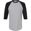 Custom Unisex Fine Jersey Raglan T-Shirt Heather Grey/ Black