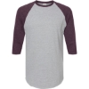 Custom Unisex Fine Jersey Raglan T-Shirt Heather Grey/ Heather Maroon
