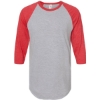 Custom Unisex Fine Jersey Raglan T-Shirt Heather Grey/ Heather Red