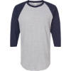 Custom Unisex Fine Jersey Raglan T-Shirt Heather Grey/ Navy