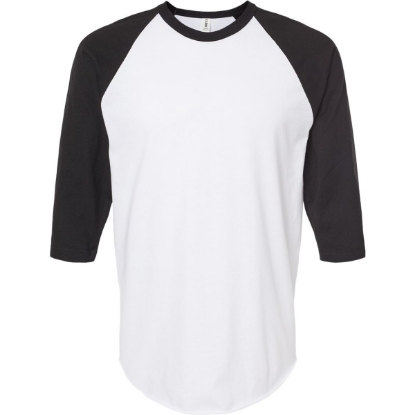 Custom Unisex Fine Jersey Raglan T-Shirt White/ Black