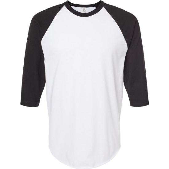 Custom Unisex Fine Jersey Raglan T-Shirt White/ Black