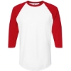 Custom Unisex Fine Jersey Raglan T-Shirt White/ Red
