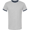 Custom Unisex Fine Jersey Ringer T-Shirt Heather Grey/ Navy
