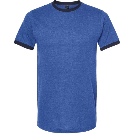 Custom Unisex Fine Jersey Ringer T-Shirt Heather Royal/ Navy