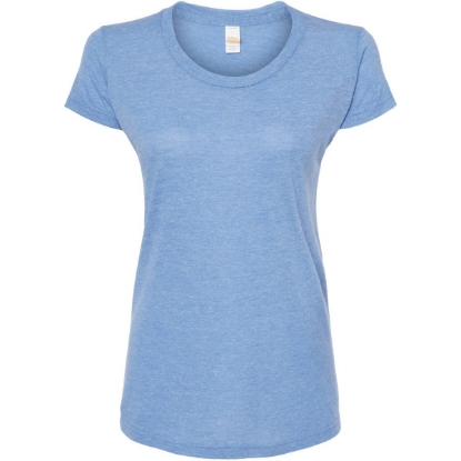 Custom Womens Tri-Blend T-Shirt Athletic Blue Tri Blend